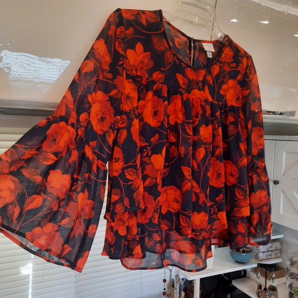 a new day Tops - A New Day Women's Babydoll Floral Blouse XS Oversized